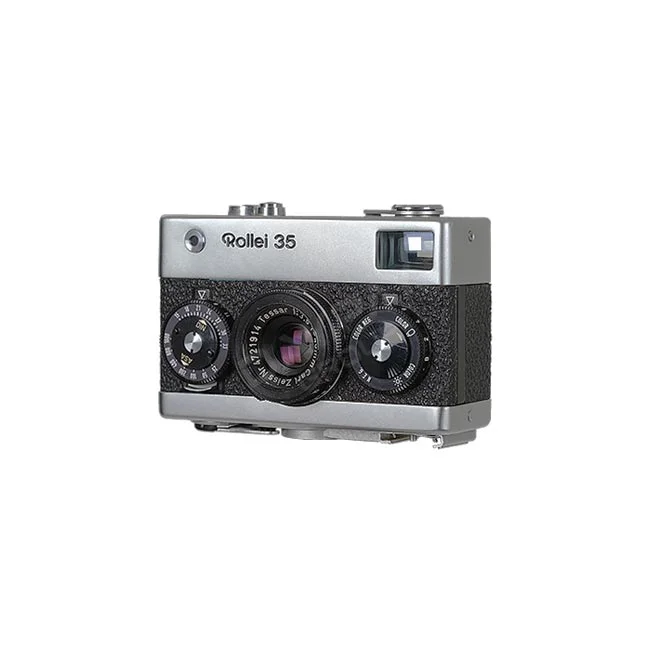 Film Camera Rollei 35 전면부와 렌즈 및 다이얼