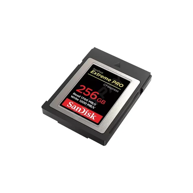 SanDisk CFexpress PRO Type B 256GB 메모리 카드 전면 상단부