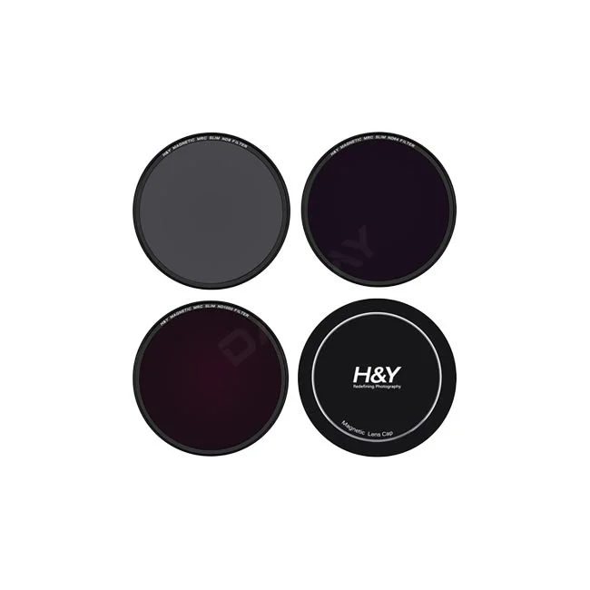 H&Y ND8 ND64 ND1000 필터 킷 82mm 필터 3종과 마그네틱 렌즈 캡 구성