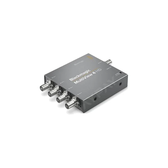 Blackmagic MultiView 4 HD 후면 단자부와 상단 로고
