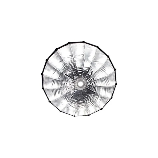 Nanlite Parabolic Softbox (90cm) 내부 은색 반사면과 중앙 마운트 부위