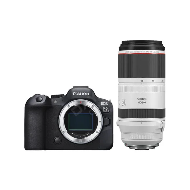 Canon R6M2 + RF 100-500mm Kit 카메라와 줌렌즈 정면 모습