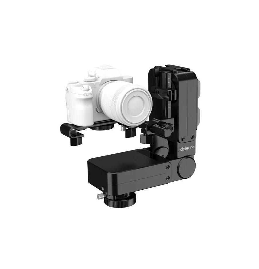 Edelkrone Head PLUS V1 전동 헤드 장비와 카메라가 장착된 모습