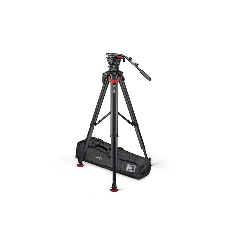 Sachtler aktiv12 flowtech100 Kit 삼각대와 전용 가방 전체 모습