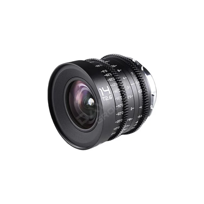 Laowa 14mm T2.6 Zero-D VV 電影鏡頭正面外觀與對焦環、光圈環齒輪