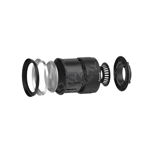 Aputure Fresnel 2X 內部光學元件與雙透鏡結構分解圖