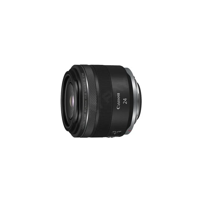 Canon RF24mm F1.8 Macro IS STM 鏡頭側面與前端特寫，提供日付租賃 DAYPAY RENTAL 的相機出租與器材出租服務