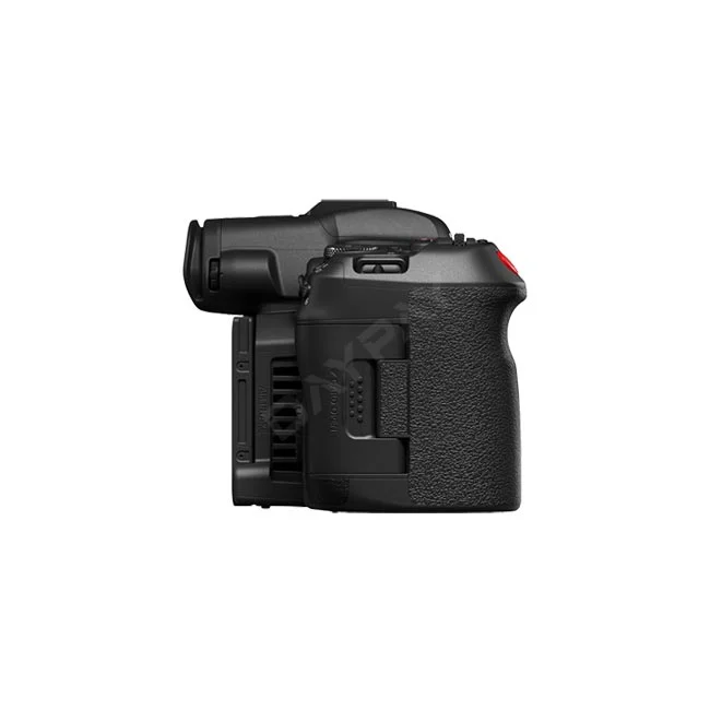 提供 Canon EOS R5 C 相機出租服務，此視角為相機側身與散熱風扇模組細節，歡迎至日付租賃 DAYPAY RENTAL 進行器材出租與相機租賃。