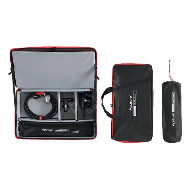 Aputure INFINIMAT 1x4 隨附收納箱、配件包與收納袋內部與外觀