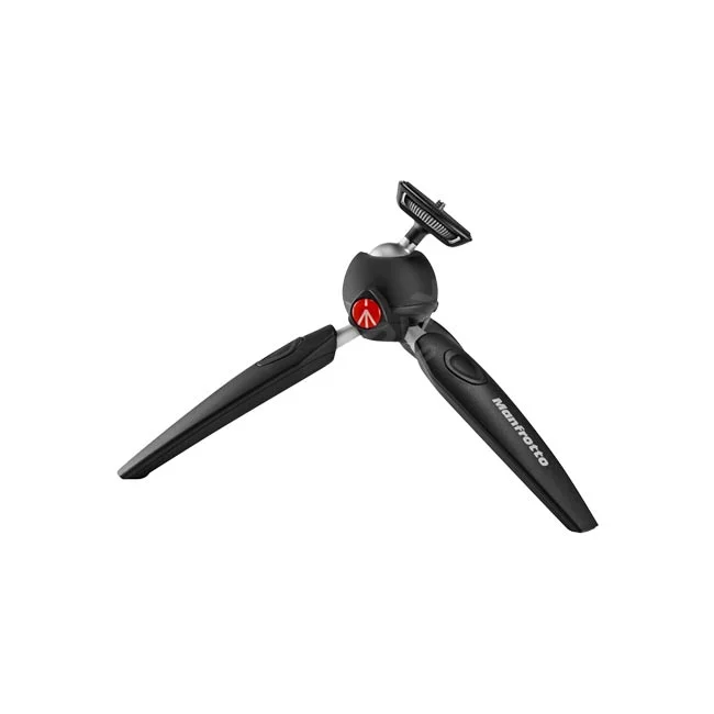 Manfrotto PIXI EVO 黑色桌上型腳架球形雲台與旋鈕特寫