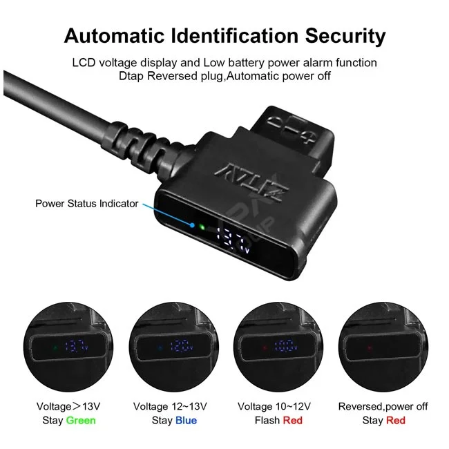 Zitay D-Tap to DC Cable 電源線 D-Tap 插頭端防反插指示燈與電壓顯示細節，提供給需要攝影器材出租與相機租賃的專業團隊使用。