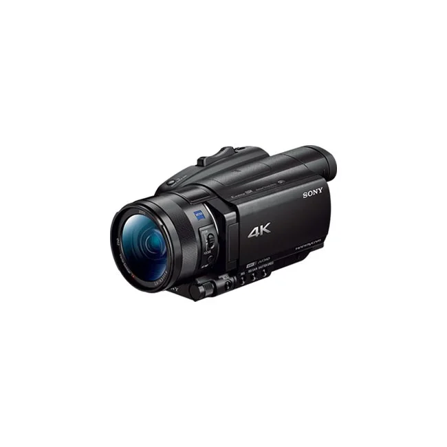 Sony FDR-AX700 數位攝影機側前方視角，展示鏡頭與機身外觀，提供專業器材出租與相機租賃服務 - 日付租賃 DAYPAY RENTAL