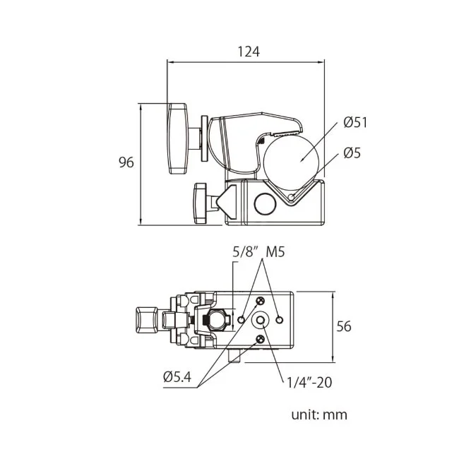 Kupo KCP-700B Super Convi Clamp 尺寸圖與規格標示