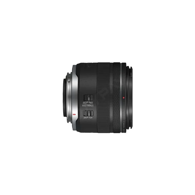 Canon RF24mm F1.8 Macro IS STM 鏡頭側面視角，展示鏡身開關與對焦環細節，由日付租賃 DAYPAY RENTAL 提供相機出租與器材出租服務