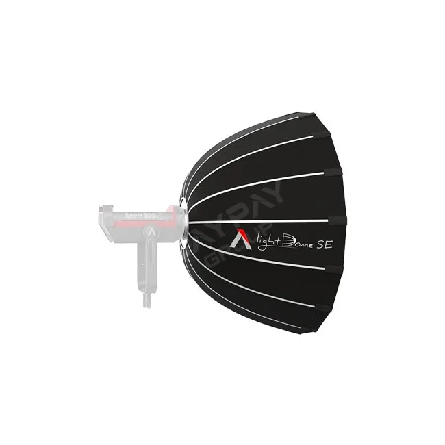 Aputure Light Dome SE 柔光箱安裝於攝影燈的側視外觀