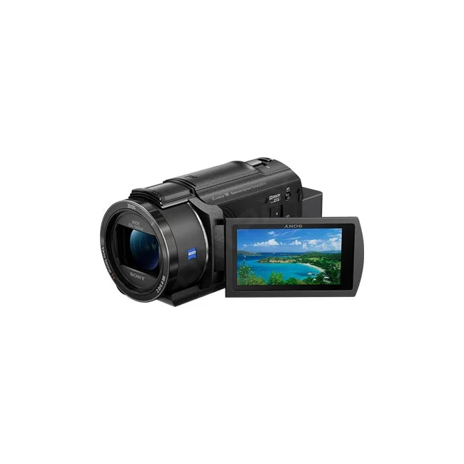 Sony FDR-AX43 數位攝影機側邊展開螢幕畫面，提供給需要相機出租與器材出租服務的創作者，來自日付租賃 DAYPAY RENTAL 的相機租賃展示。
