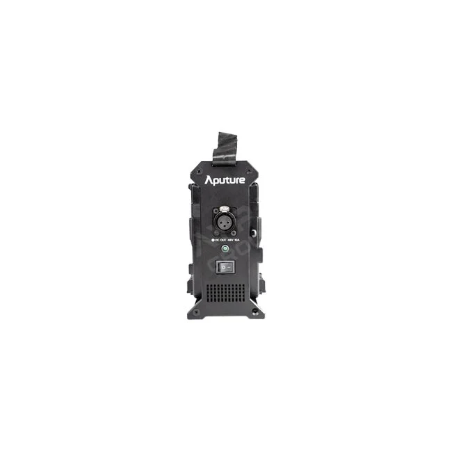 Aputure 2-Bay Battery Power Station 正面輸出介面與電源開關