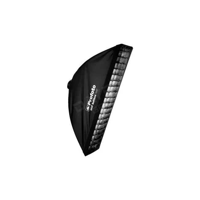 Profoto OCF Softgrid 50° 1x4' 織物蜂巢網格安裝於長條型柔光箱側邊視角