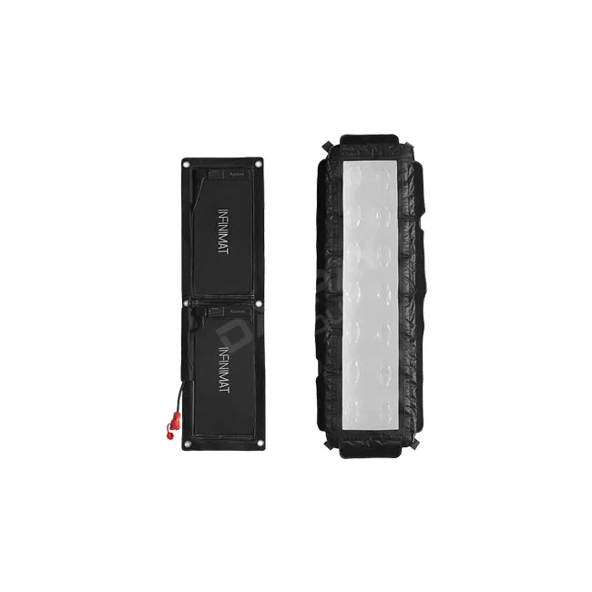 Aputure INFINIMAT 1x4 燈板背面與充氣柔光箱正面外觀