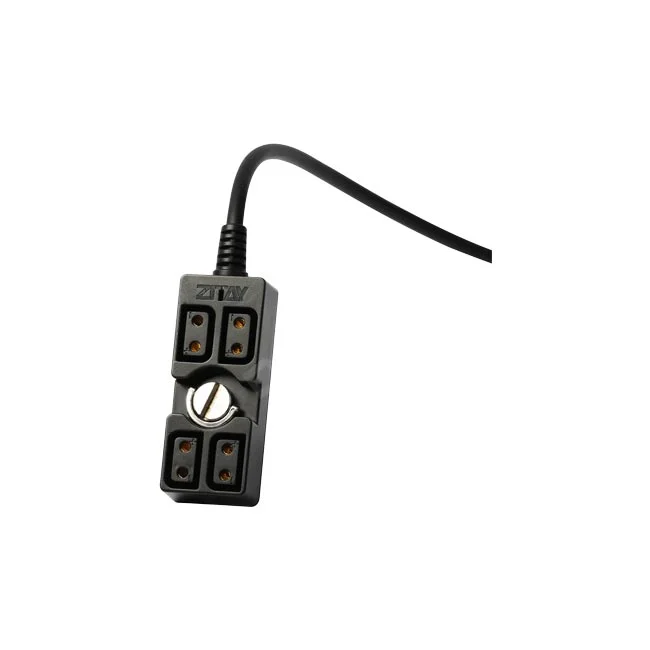 Zitay D-Tap 1 to 4 Cable 一分四電源分配線本體特寫，展示四個 D-Tap 接孔與中央固定螺絲，由日付租賃 DAYPAY RENTAL 提供專業攝影器材出租服務。