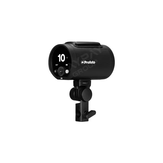 Profoto A2 離機閃光燈背面螢幕與燈架轉接座特寫，由日付租賃 DAYPAY RENTAL 提供專業攝影器材出租與相機租賃服務。