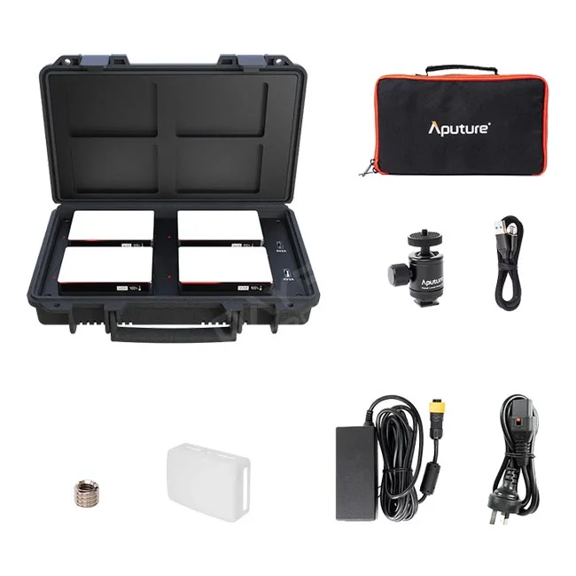 Aputure MC 4-Light Travel Kit 無線充電硬殼箱與內含燈具及隨附配件總覽