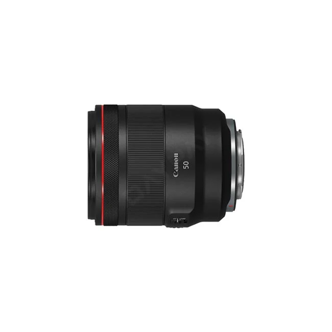 Canon RF50mm F1.2L USM 鏡頭側身外觀，提供專業相機出租與器材出租服務，歡迎至日付租賃 DAYPAY RENTAL 進行相機租賃。